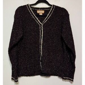 Kamal Y2K‎ Boucle Wool Blend Cardigan Sweater Small Old Money Preppy Academia